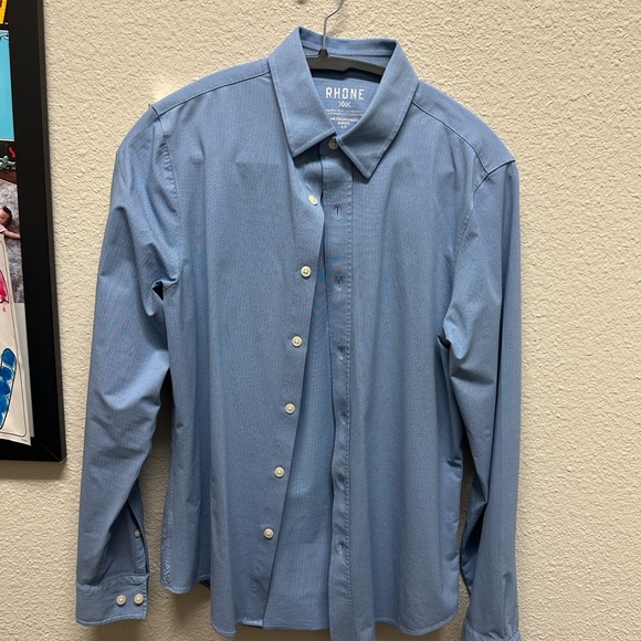 RHONE Other - Rhone Commuter Long Sleeve Blue Herringbone Button Down Shirt, Slim Fit Small